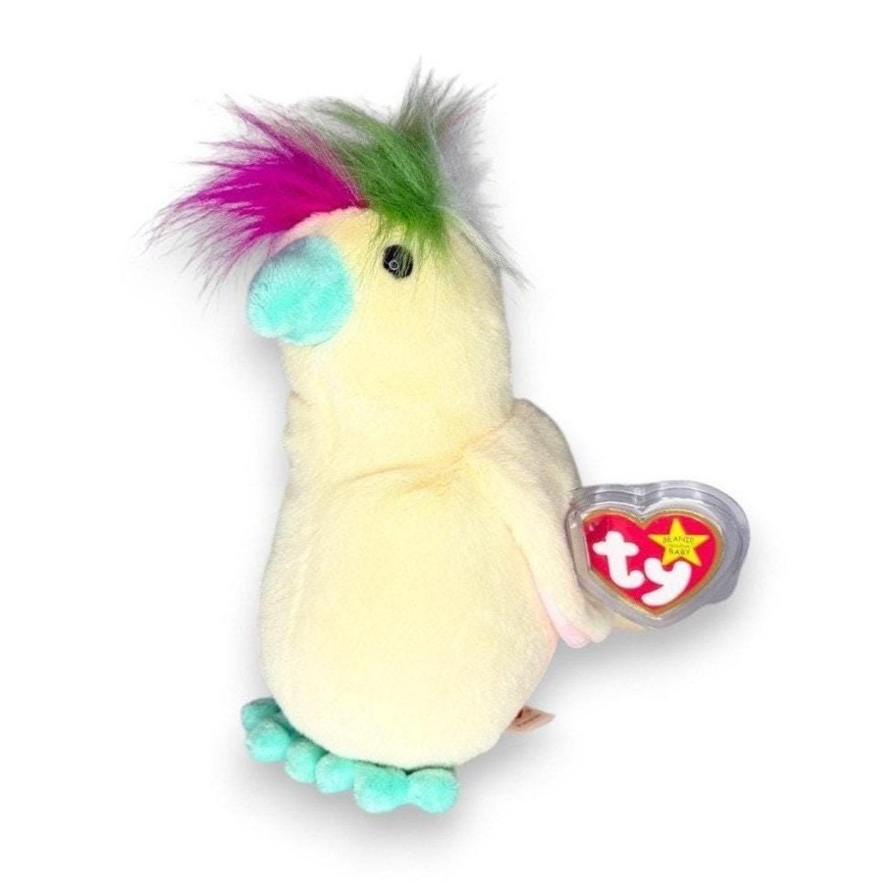 Pompom the Cockatoo | Tropical Feathered Friend | Mint Heart Tag TY Beanie Baby